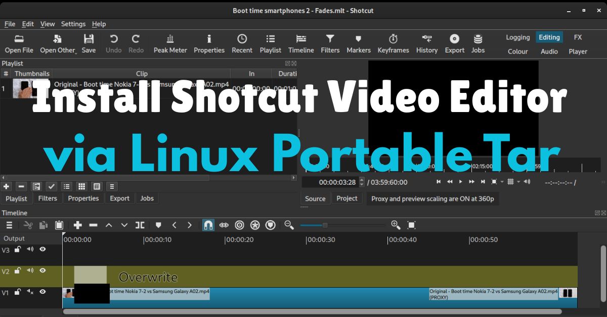 Install Shotcut Video Editor via Linux Portable Tar