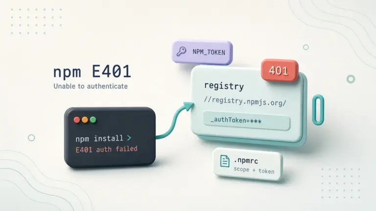 Fix npm E401: Unable to Authenticate