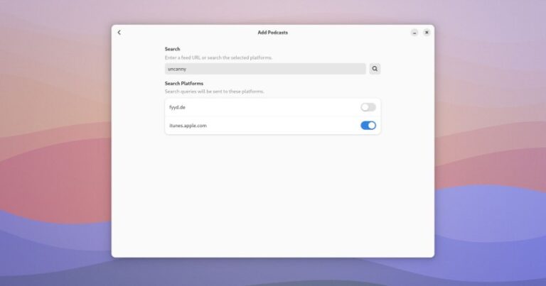 GNOME Podcasts 7.0 - search screen